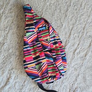 Kavu Bright Multicolor Striped Rope Sling Backpack, Bag